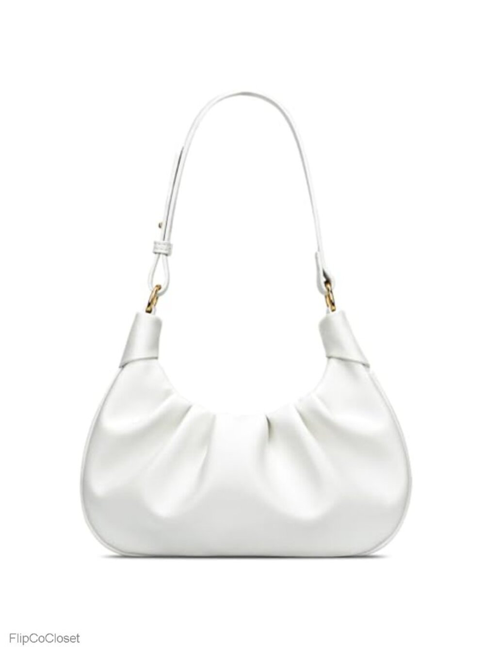Ruched Crescent Hobo Shoulder Bag Faux Leather Purse Women